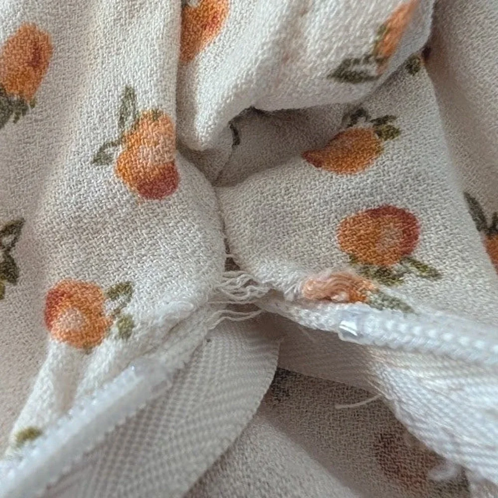 Free People Mia V-Neck Wide Leg Cream Jumpsuit with Peach Print Size 10 - Picture 8 of 11